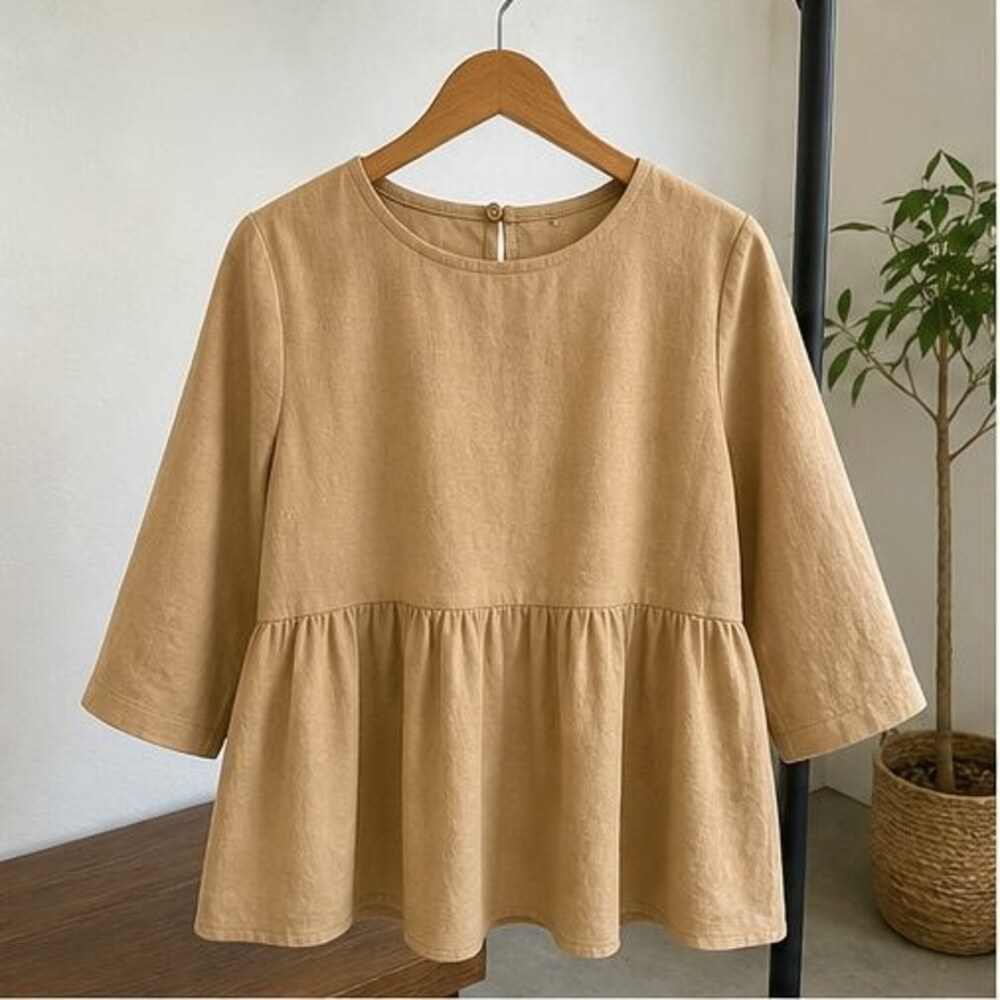 Camel Button Blouse